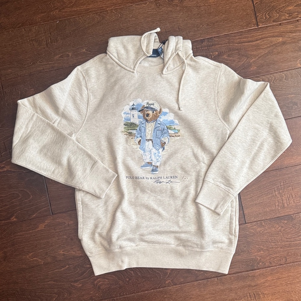 Ralph Lauren Beige Hoodie with Polo Bear Design